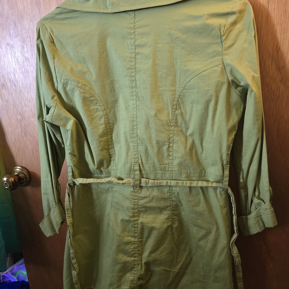 Kamikaze Green Belted Trench Coat - Picture 6 of 7